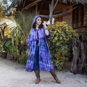 Handmade Tiedye Maxi Hoodie Cape Kimono Duster Boho Plus Size 3X, 4X.. WILLOW
